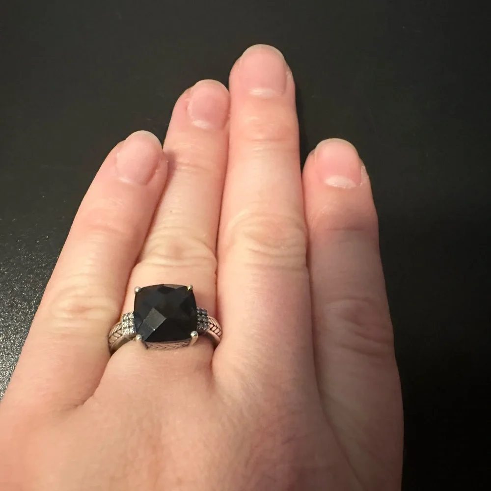 Effy onyx and diamond ring in sterling silver - Picture 4 of 4